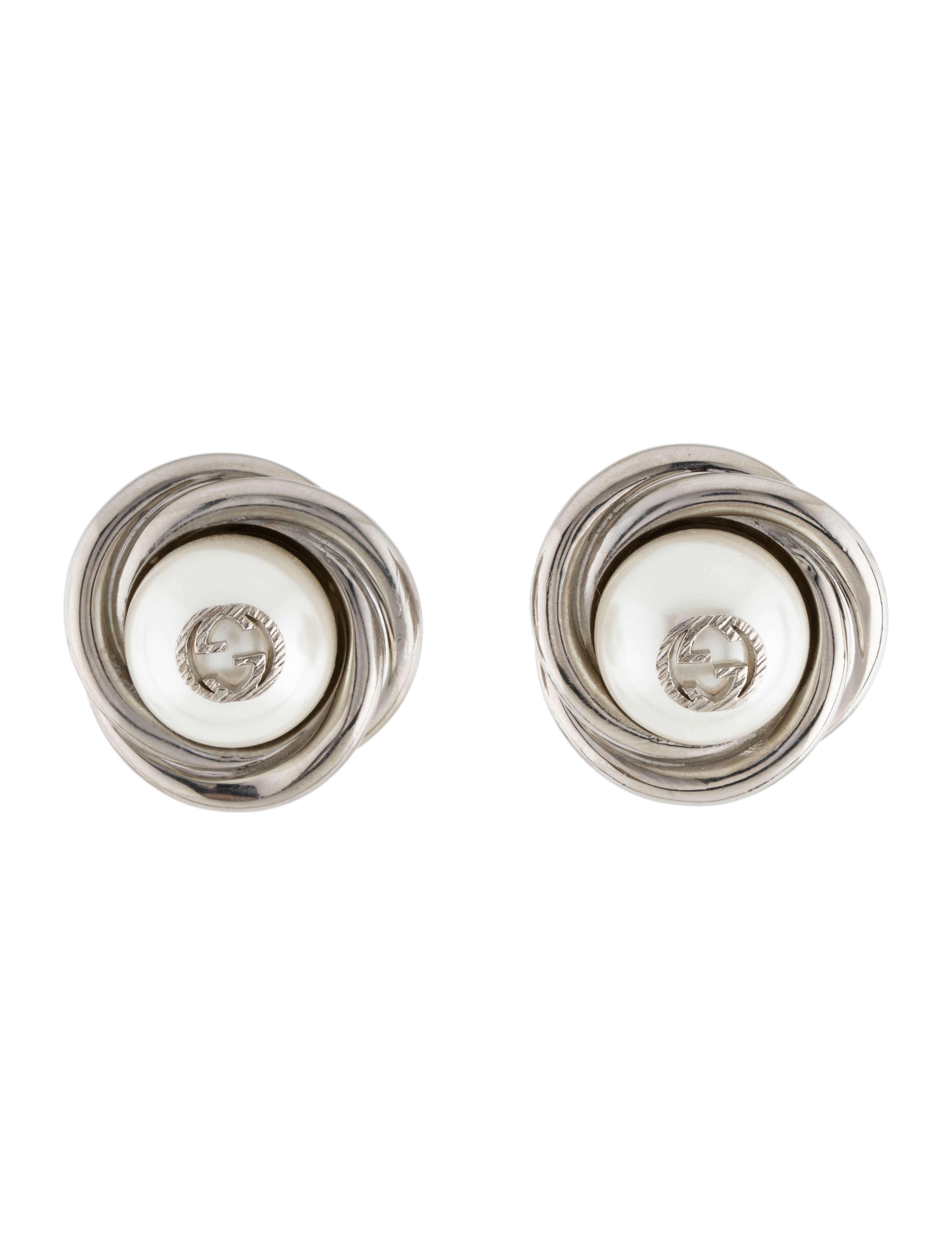 Gucci Faux Pearl GG Clip-On Earrings